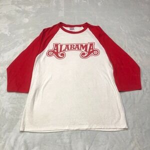 Vintage 90s Alabama Band Raglan Baseball Shirt Red White Country Music Men's M